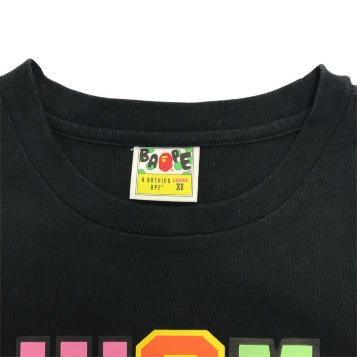 A BATHING APE アベイシングエイプ シャーク Tシャツ レディース 半袖 コットン WGM サメ バックプリント ブラック XSサイズ 中古 T1