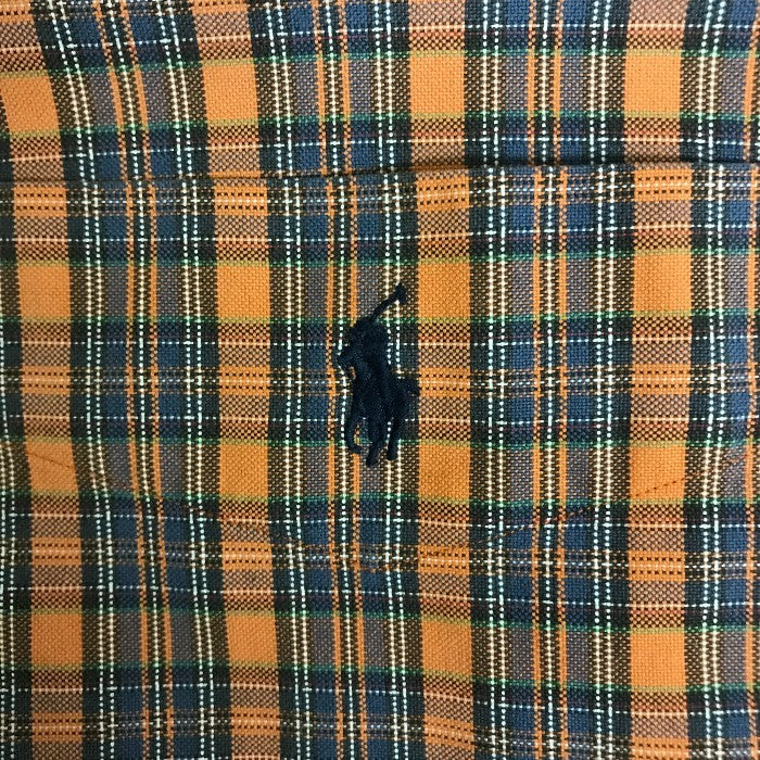 Ralph Lauren ラルフローレン シャツ メンズ 長袖 チェック オレンジ/ネイビー Lサイズ トップス ビッグシャツ 中古 W1