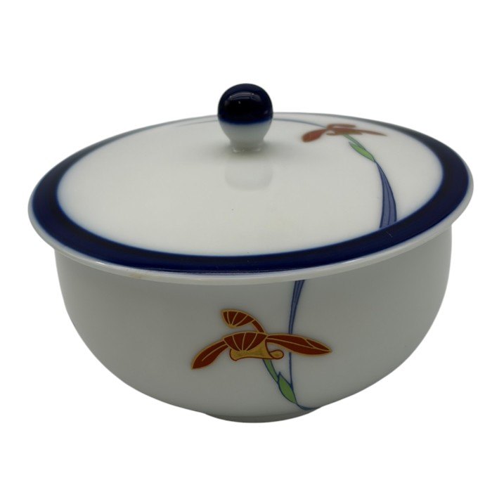 香蘭社 オーキッドレース 蓋付き湯吞揃い 5客 食器 和食器 湯呑 中古 W1