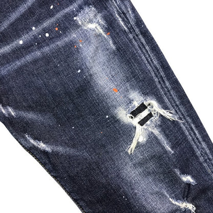 DSQUARED2 ディースクエアード デニム パンツ メンズ ジーンズ ボタンフライ ダメージ加工 インディゴ 50サイズ S71LB0004 S30342 中古 T1