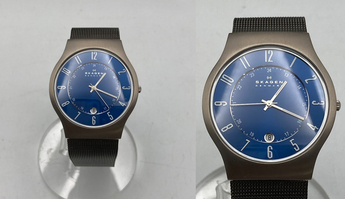 SKAGEN スカーゲン SUNDBY TITANIUM＆チャコールスチールメッシュウォッチ 233XLTTN 中古 D4