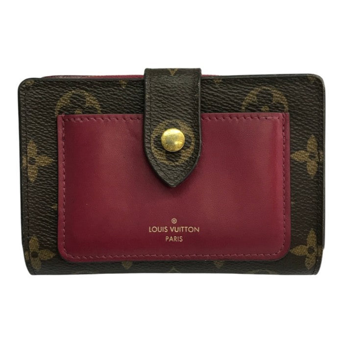 LOUIS VUITTON ルイヴィトン モノグラム ポルトフォイユ ジュリエット 財布 2つ折り ラウンドジップ ブラウン/レッド M69433 中古 T1