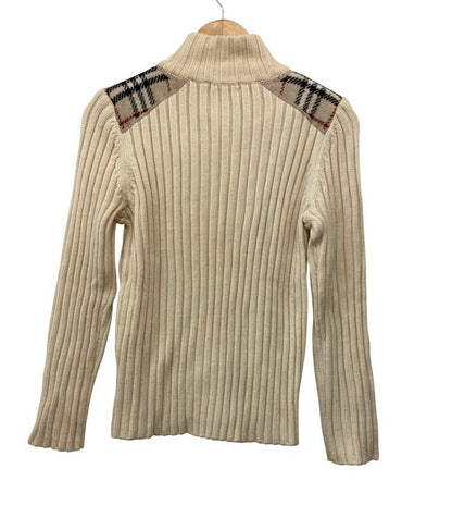 BURBERRY LONDON バーバリー ロンドン ノバチェック リブニット ジップアップ サイズ2 レディース 中古 D4