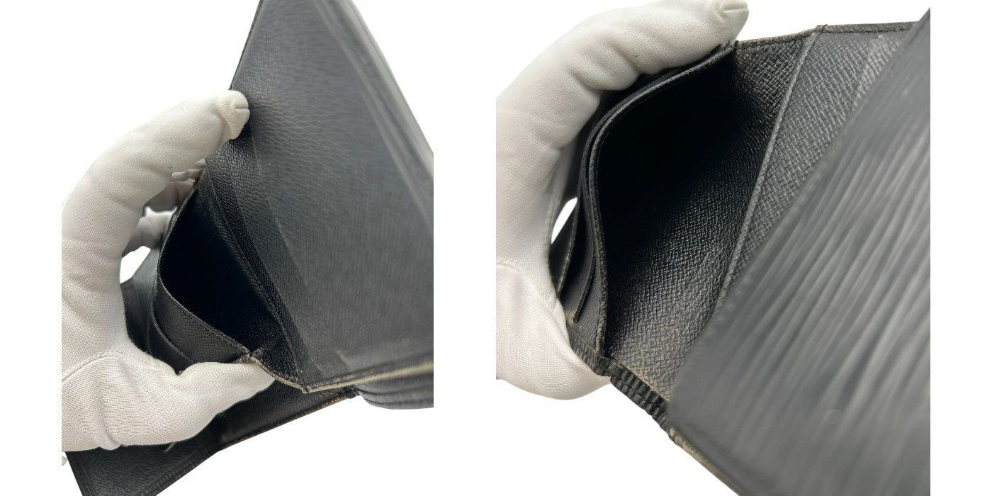 ルイ ヴィトン LOUIS VUITTON エピ ポルト モネ ビエ カルト クレディ 2つ折 ダブルホック 財布 ブラック M63482 コンパクト 小銭入れ 札入れ カード入れ ブランド 中古 W４