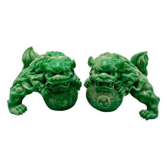シーサー 翡翠 置物 沖縄 インテリア 石 かっこいい 中古 W４