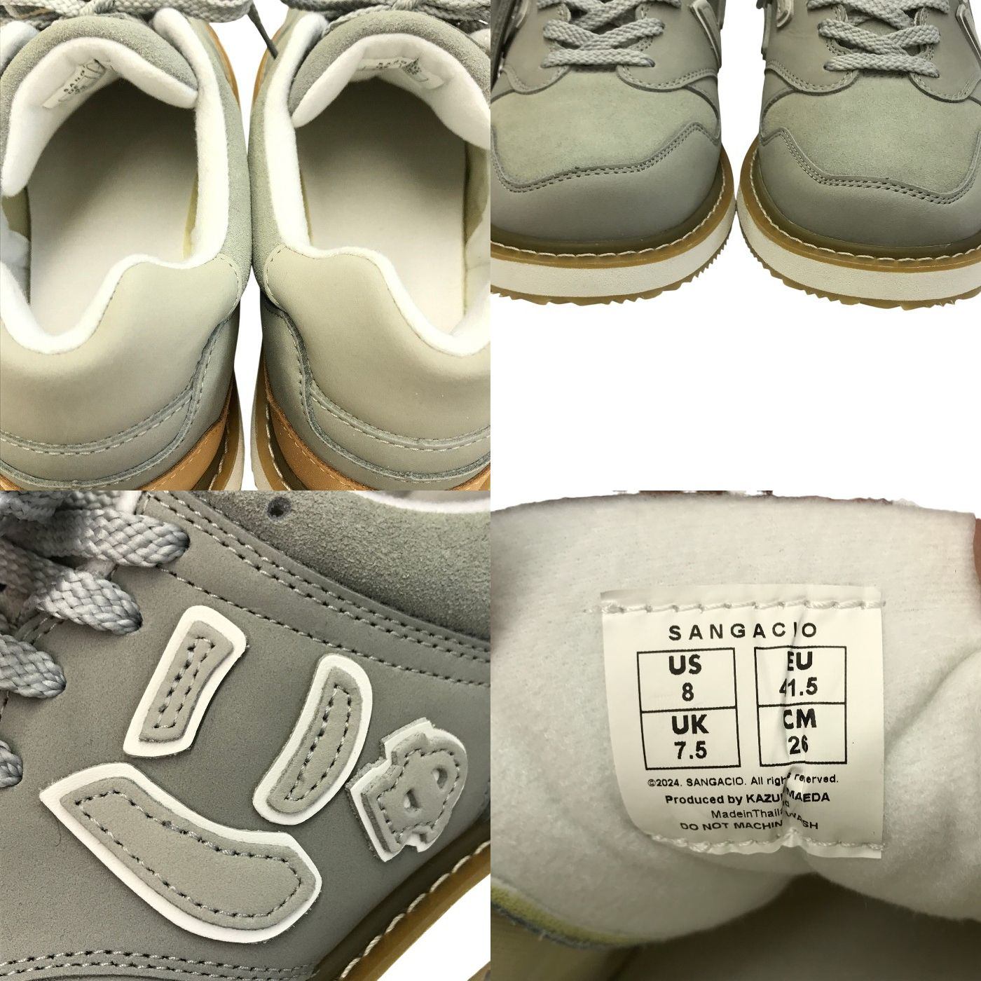 SANGACIO サンガッチョ にゅ Crepe Gray スニーカー メンズ レザー ローカット クレープ グレー 26.0cm 中古 T1