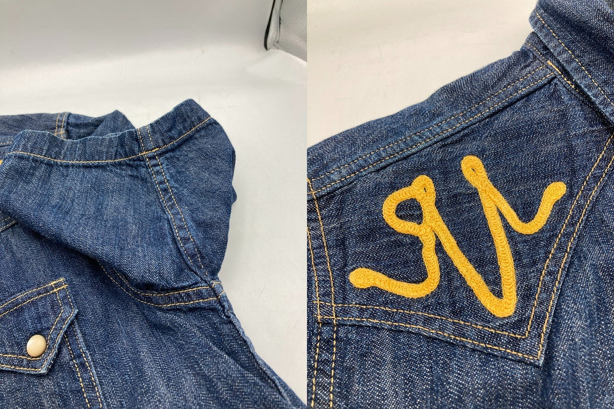 THE REAL McCOY’S ザリアルマッコイズ 600 RANCH 刺繍 ウエスタン デニムシャツ 半袖 サイズ15 メンズ 中古 D4
