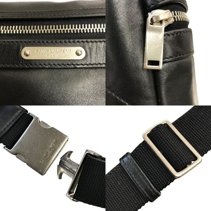 SAINT LAURENT サンローラン クロスボディバッグ メンズ レザー キーリング付き シンプル 無地 ブラック 中古 T1