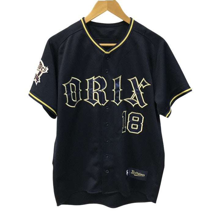 オリックス バッファローズ 山本由伸 ユニフォーム メンズ 半袖 シャツ ポリエステル デサント ネイビー Mサイズ DBFR-1901 中古 T1