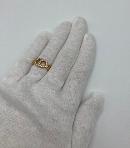 Christian Dior ディオール CDロゴ ラインストーン リング 中古 D4