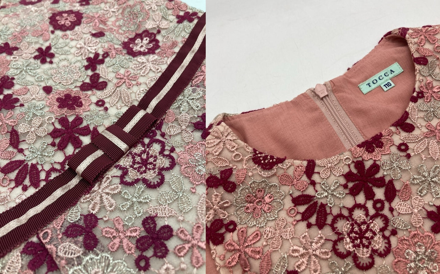 TOCCA トッカ キッズライン バンビ―ニ 花柄 刺繍 ノースリーブワンピース 110cm 中古 D4