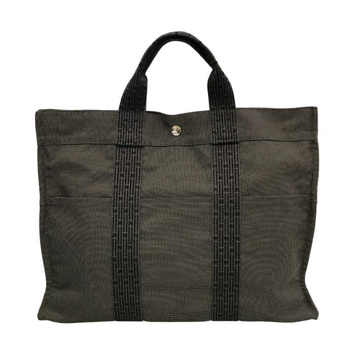 HERMES エルメス エールライン MM キャンバス トートバッグ ユニセックス A4収納 キャンバス 通勤 通学 チャコールグレー 中古 T1