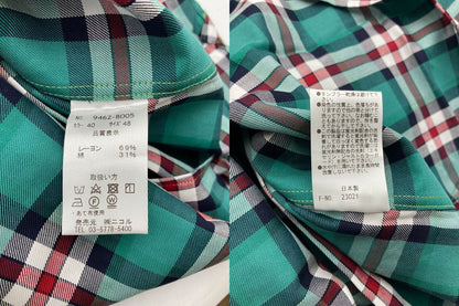 MONSIEUR NICOLE ムッシュニコル チェック柄アラカルトシャツ カッタウェイ サイズ48 長袖 中古 D4