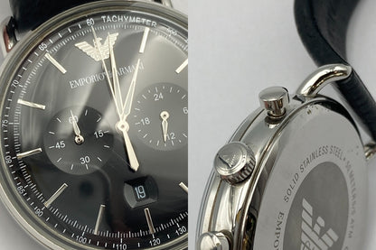 EMPORIO ARMANI エンポリオアルマーニ アビエーター クロノグラフ 腕時計 クオーツ AR11143 中古 D4