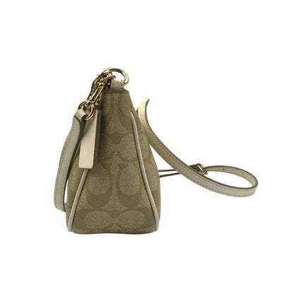 COACH コーチ ショルダーバッグ レディース PVC シグネチャー 2way ハンドバッグ ポーチ ベージュ F58321 中古 T1