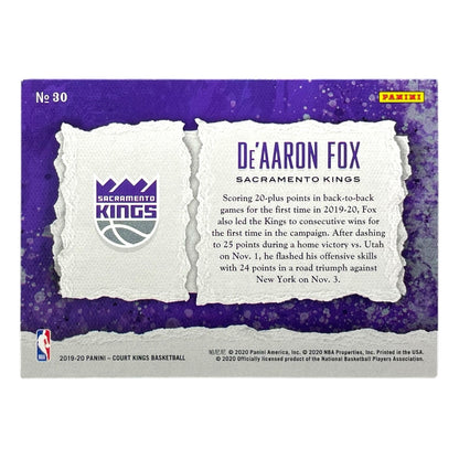 PANINI NBAカード COURT KINGS DE’AARON FOX SACRAMENTO KINGS #30 中古 IT2