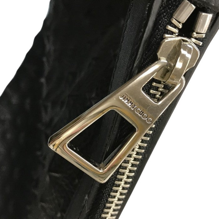 JIMMY CHOO ジミーチュウ DEREK クラッチバッグ ユニセックス デレク レザー セカンドバッグ スター星柄 エンボススタッズ ブラック 中古 T1