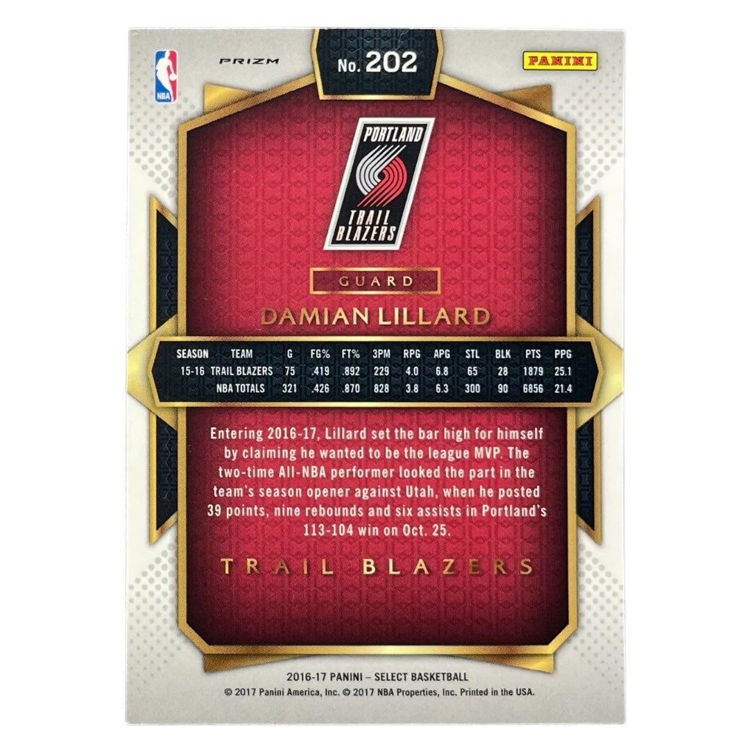 PANINI NBAカード SELECT PRIZM DAMIAN LILLARD TRAIL BLAZERS #202 中古 IT2