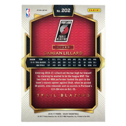 PANINI NBAカード SELECT PRIZM DAMIAN LILLARD TRAIL BLAZERS #202 中古 IT2