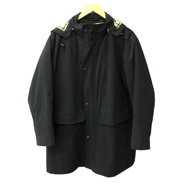 BURBERRY バーバリー コート メンズ ダウンライナー/フード付 コットン 裏地チェック柄 ブラック Mサイズ BBB85-585-09 中古 T1