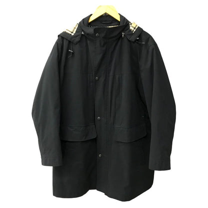 BURBERRY バーバリー コート メンズ ダウンライナー/フード付 コットン 裏地チェック柄 ブラック Mサイズ BBB85-585-09 中古 T1