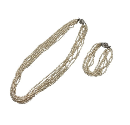 淡水パール 7連 ネックレス ブレスレット セット 中古 D4