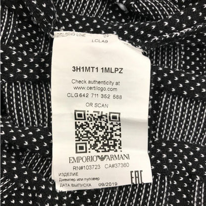 EMPORIO ARMAN エンポリオアルマーニ ニットトップス ブラック/ホワイト格子 中古 M1