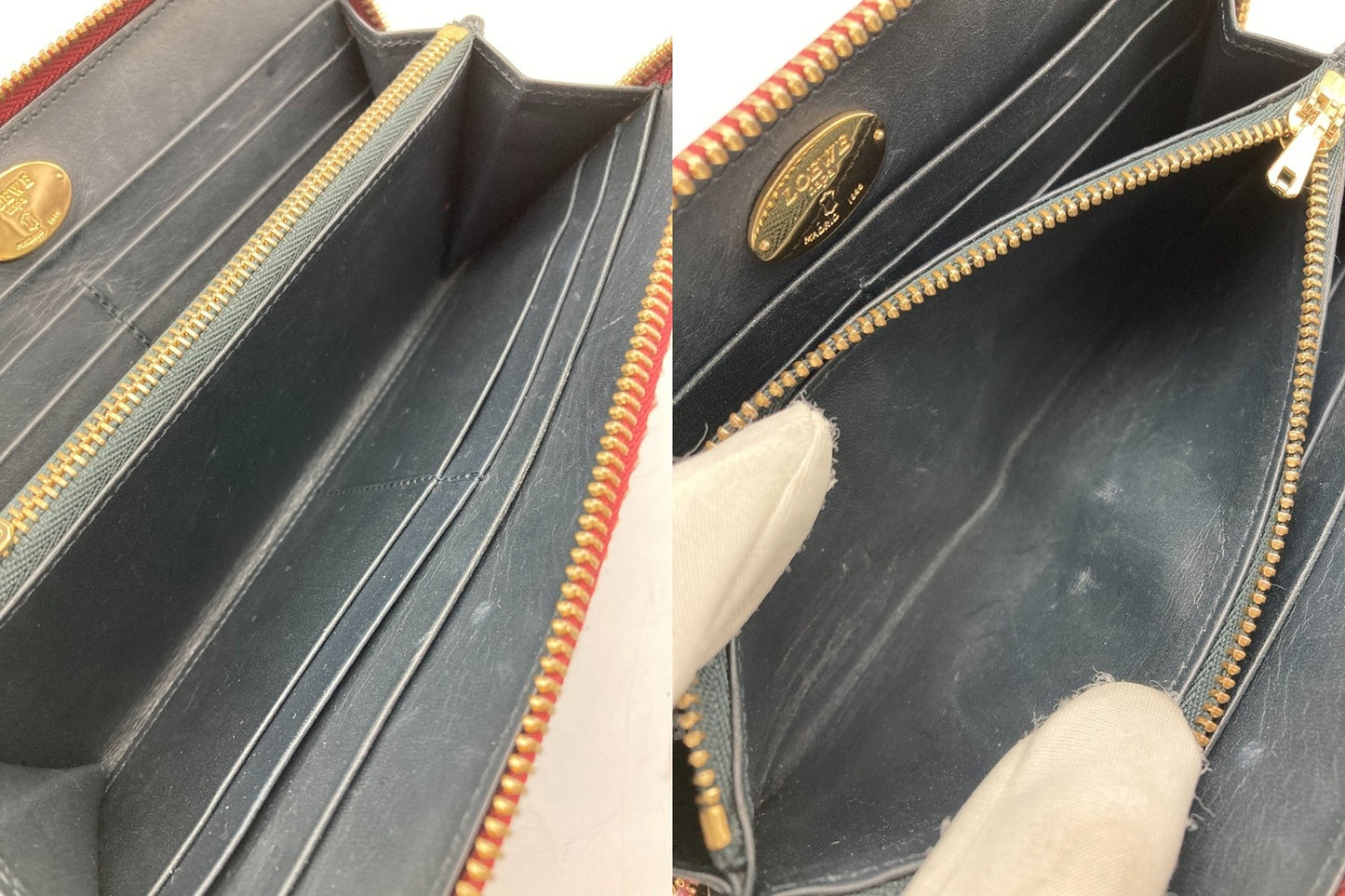 LOEWE ロエベ レザー ラウンドファスナー長財布 レディース 中古 D4