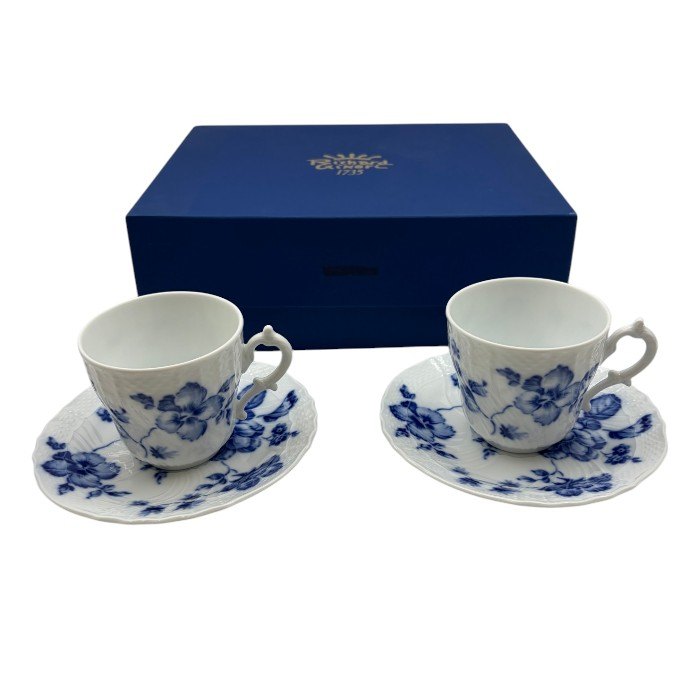 Richard Ginori リチャードジノリ ローズブルー ティーカップ＆ソーサー ペア 洋食器 ブランド 花柄 バラ 食器 中古 W1