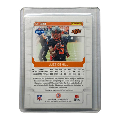 PANINI NFLカード SCORE JUSTICE HILL OKLAHOMA STATE UNIVERSITY 10/10 #399 中古 IT2