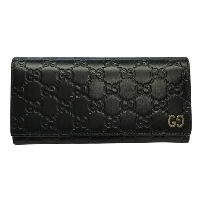 GUCCI グッチ GGシグネチャー DORIAN 長財布 メンズ 2つ折り レザー ドリアン シマ エンボス ブラック 481727 中古 T1