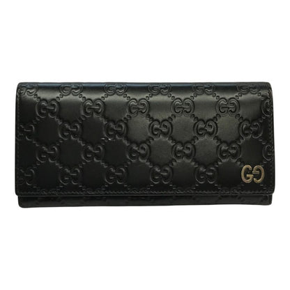 GUCCI グッチ GGシグネチャー DORIAN 長財布 メンズ 2つ折り レザー ドリアン シマ エンボス ブラック 481727 中古 T1