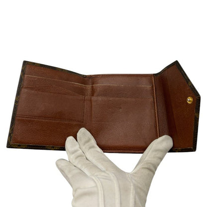 LOUIS VUITTON ルイヴィトン モノグラム ポルトモネビエ 三つ折り財布 M61660 ブランド コンパクト 財布 メンズ レディース ダブルホック 中古 W４