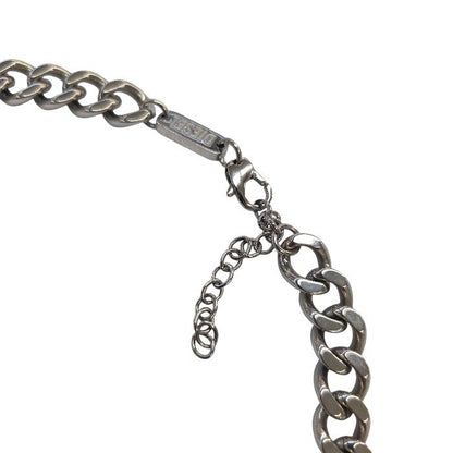 DIESEL ディーゼル ネックレス メンズ ステンレススチール ロゴ 喜平チェーン シルバー D1412040 中古 T1