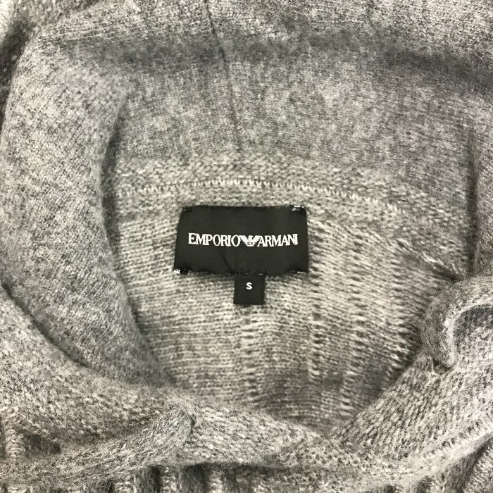 EMPORIO ARMANI エンポリオアルマーニ プルオーバーパーカー メンズ ウール フード グレー Sサイズ 中古 N1