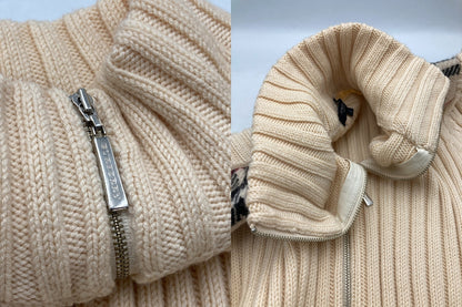 BURBERRY LONDON バーバリー ロンドン ノバチェック リブニット ジップアップ サイズ2 レディース 中古 D4