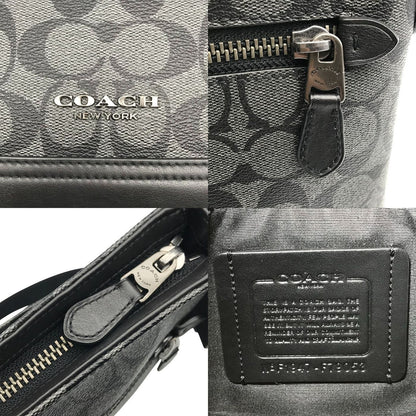 COACH コーチ ショルダーバッグ レディース シグネチャー PVC レザー サコッシュ 斜め掛け チャコール/ブラック F79053 中古 T1