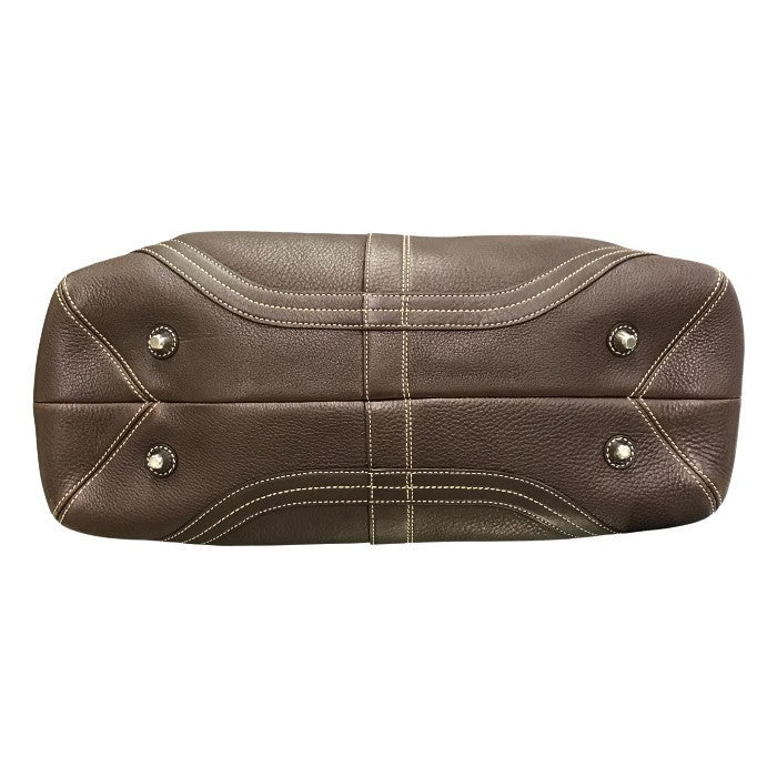 COACH コーチ ハンドバッグ レディース レザー セミショルダー ベルトデザイン ブラウン 02764 中古 T1