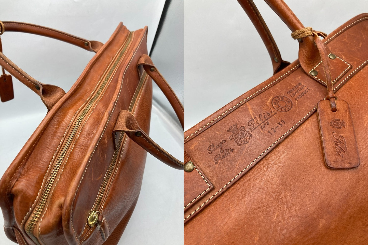 Felisi フェリージ オールレザー トートバッグ 12-39 ブラウン 中古 D4