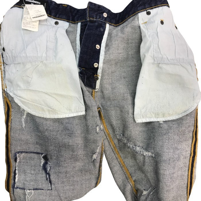 DSQUARED2 ディースクエアード デニム パンツ メンズ ジーンズ ボタンフライ ダメージ加工 インディゴ 50サイズ S71LB0004 S30342 中古 T1