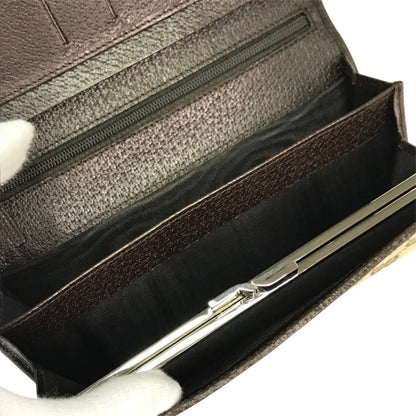 GUCCI グッチ GGキャンバス 長財布 レディース 2つ折り がま口 ブラウン 115100 中古 T1