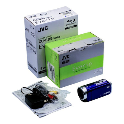 JVCケンウッド Everio エブリオ  GZ-E700-A [32GBハイビジョンメモリームービー(ブルー)]＆専用BDライター CU-BD5 中古 a1