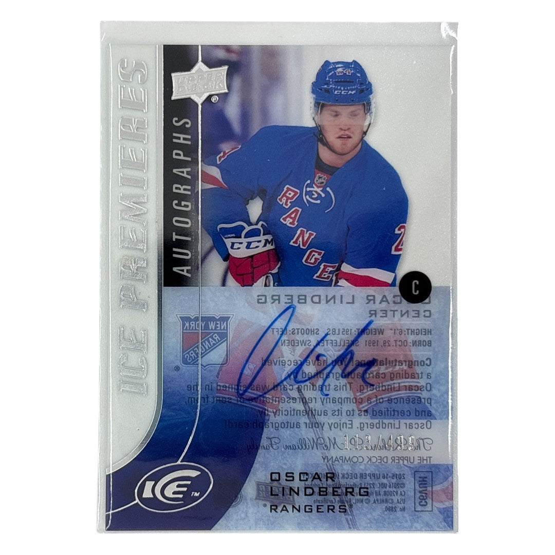 UPPER DECK NHLカード ICE OSCAR LINDBERG RANGERS /499 #IPA-OL 中古 IT1