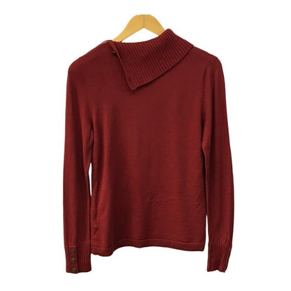 BURBERRY LONDON バーバリー ニットトップス レディース ウール セーター タートルネック チェック柄 リブ編み レッド 2サイズ FB042-923-16 中古 T1