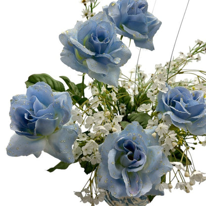 Emilio Rolla エミリオローラ 造花 オブジェクト インテリア フラワー おしゃれ 青い 薔薇 バラ 中古 W４