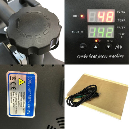 ヒートプレスマシン ブラック 熱転写 プレス機 デジタル制御 回転式アーム 23×30cm 中古 T1