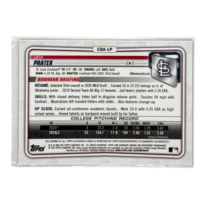 TOPPS MLBカード BOWMAN CHROME 1ST LEVI PRATER ST. LOUIS CARDINALS /75 #CDA-LP 中古 IT1