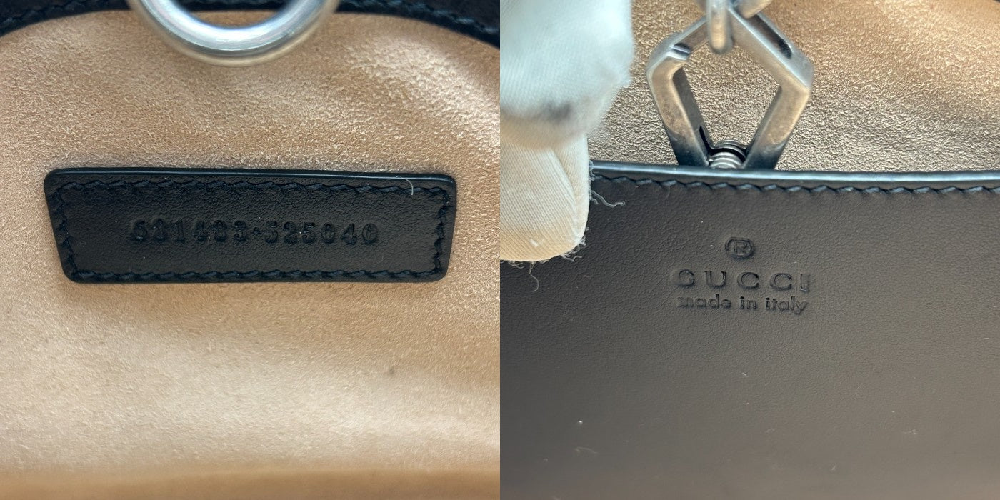 GUCCI グッチ GGマーモント スモール トートバッグ 681483 鞄 レザー 本革 レディース チェーン ブラック 中古 W４