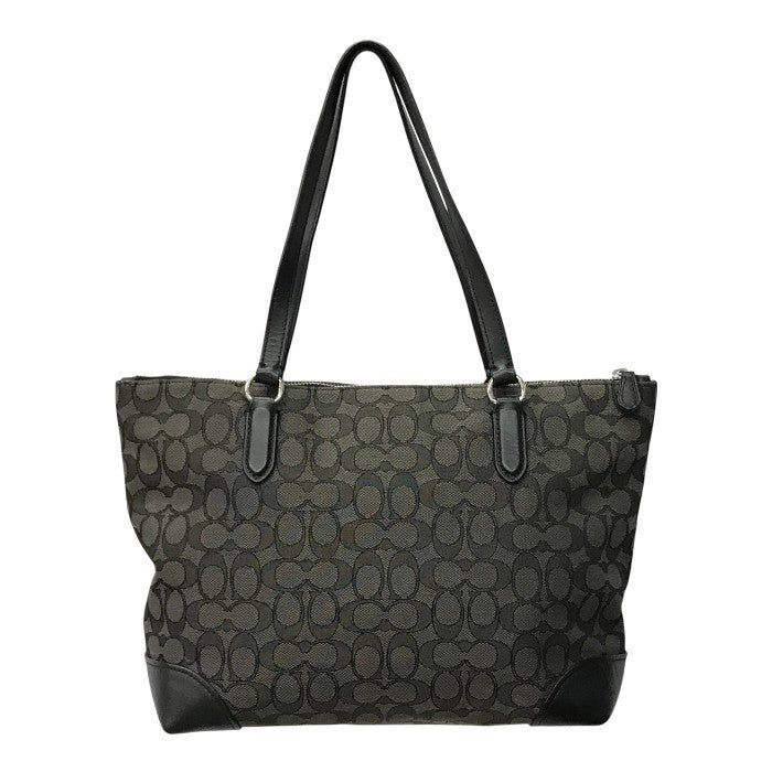 COACH コーチ シグネチャー トートバッグ レディース キャンバス/レザー ハンドバッグ A4収納可 グレー/ブラック F29958 中古 T1