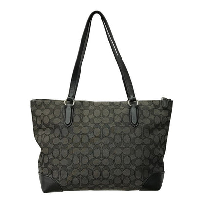 COACH コーチ シグネチャー トートバッグ レディース キャンバス/レザー ハンドバッグ A4収納可 グレー/ブラック F29958 中古 T1